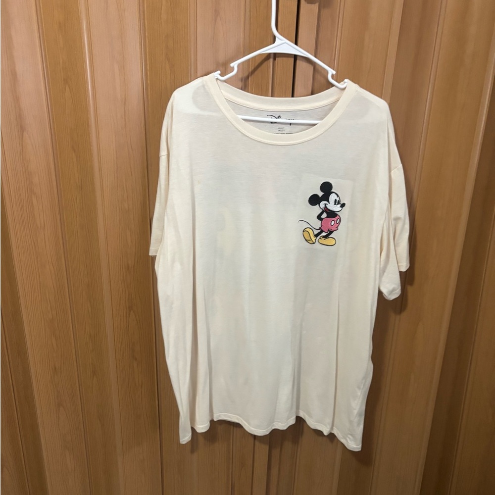 Cream T-Shirt with Mickey Mouse Graphic